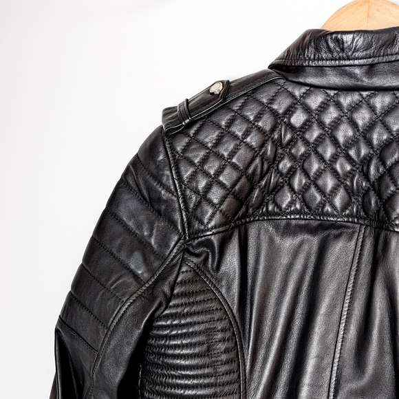 BODA SKINS Leather Jacket Napa Sheep Skin  Kay Michaels 2.0 Black Biker Quilted - Picture 12 of 16